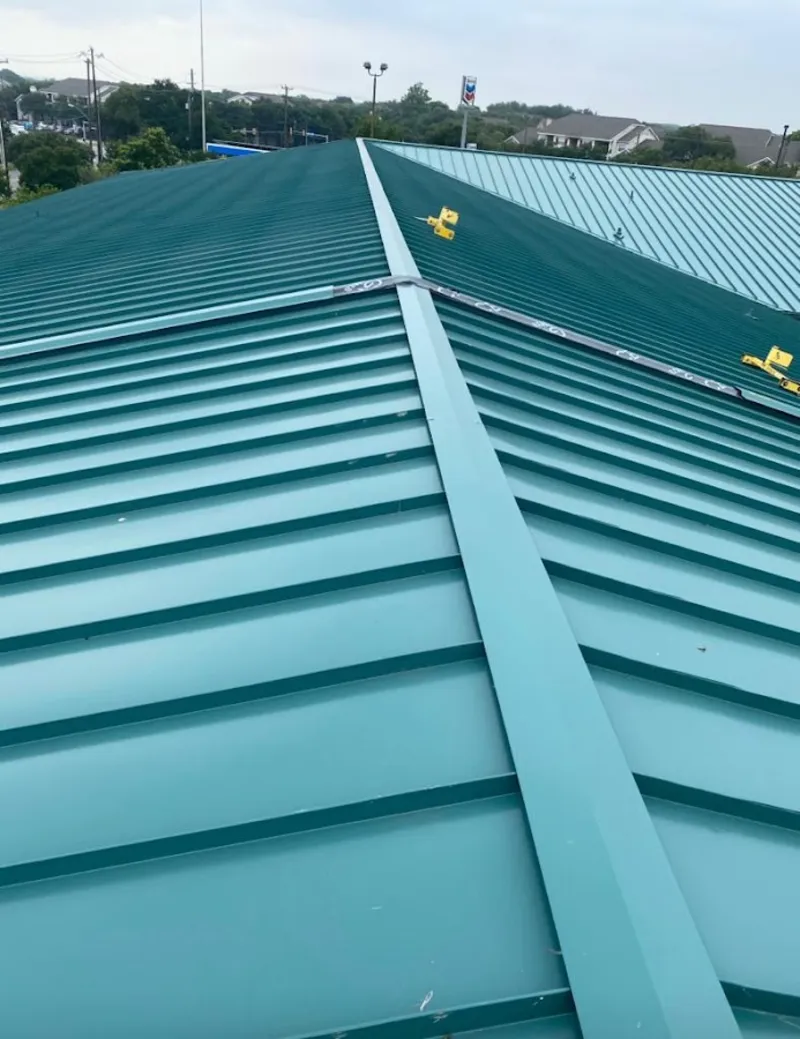 Green commercial metal roof ridge and valley for Metal Roof Repair in Pontiac